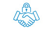 © Sonia - Secure Partnership and Trust Vector Icon Illustration Featuring a Handshake with a Padlock Symbol, Representing Data Privacy, Confidential Agreements, and Business Security Solutions.