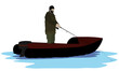 © Евгений Горячев - Man fishing from a boat. Vector illustration