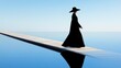 © Muhammad - Elegant Woman in Black on Pier, Serene Water Reflection, Minimalist Dreamscape