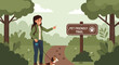 © IMAM - Woman And Dog Hiking Trail Enjoying Nature Together