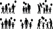 © Star Vector - Family Silhouette Collection. People silhouette vector collection featuring happy family characters, children balloon graphics, and parenting lifestyle illustrations.