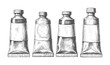 © Labib - Four vintage ink tubes with blank labels in a style paint retro