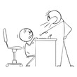 © Ahasan - A cartoon illustration of a man being scolded by his boss at work