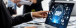 © InfiniteFlow - Business intelligence and data analysis concept. Analyst team working on financial data analysis dashboard on laptop screen as marketing indication for effective business strategic planning. Insight