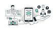 © Valentyna - Agile project management workflow with mobile deployment and successful launch icons