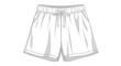 © Fana - Technical fashion illustration of women's relaxed fit drawstring shorts design template sketch