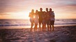 © Sora - Bright Sunset Group of Friends on Beach