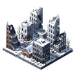 © Sujito - Destroyed urban buildings covered in snow during winter season