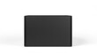 © CreativeBro - White backdrop isolated view of black corrugated box with copy space