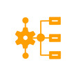 © 汰一 藤澤 - [Business Icons] – Solid Workflow Automation Gear with Connected Process Nodes