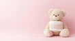 © AbstractAI - Sweet infant nursery featuring a stacked diaper set and a huggable teddy bear