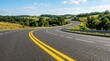 © Andriea - Winding Asphalt Road Through Green Rolling Hills Under a Blue Sky