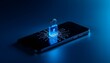 © Shabanastockworks - A smartphone with a blue padlock and digital code on its screen, symbolizing mobile security and protection
