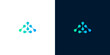 © anello - Dynamic abstract emblem with a triangular arrangement of glowing, interconnected nodes, rendered in a smooth gradient of teal and blue, symbolizing advanced technology and robust networks