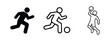 © liubomir118809 - Action sports vector icon set. Running, soccer, and basketball symbols for athletic activities.