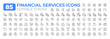 © IMG visuals icons - Financial services line icons big set. Money management. Investment strategy. Commercial activity planning iconset outline pictograms. Isolated linear vector illustrations. Editable stroke