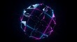© Saya - Abstract Geometric Sphere with Neon Lights on Dark Background.