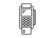 © Gabrieuskal - Icono de un terminal de pago electrónico con tarjeta bancaria insertada para transacciones comerciales