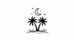 © ojo - Black silhouette of two palm trees on an island at night with a moon and stars