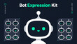 © denvitruk - AI chatbot robot emotions and facial expressions kit. Neon mint bot face icons for virtual assistant interface and mobile app UI UX design. Modern flat character set