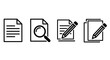 © HUANG - Collection of icons representing document analysis, writing, and data investigation for business and education purposes