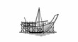 © Liat - Stylized line drawing of a wooden dhow on scaffolding