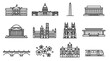 © Juliansyah - Washington DC skyline vector set in thin linear style featuring capitol building white house monument cherry blossoms and city landmarks for elegant travel tourism graphic design