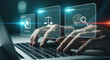 © Genowefa - Businesswoman using laptop with AI policy, AI regulation, and AI review interface, representing responsible AI governance, compliance, legal oversight, and ethical technology management.