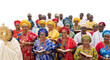 © Marin Studio - A group of people wearing traditional African clothing and head wraps standing together in a vibrant display of culture and community