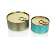 © Oleksandr - Metal cans of tuna, close-up, isolated on a white background.