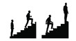 © Jesmin - Men ascending stairs progression and ambition represented in black silhouette
