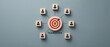 © Rohan Katwe - teamwork concept with connected people icons around target symbol representing collaboration strategy goal alignment and business networking ideal for leadership planning marketing and growth visuals