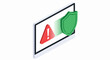 © Lil - Isometric Cybersecurity Illustration of a Green Shield Protecting a Computer Monitor from Malware Warning