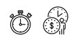 © Most - Stopwatch and clock with dollar sign icon representing time and money with tick tock with time management with financial planning with business finance
