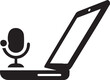 © Golam - Laptop, microphone, podcasting, recording, voiceover, digital audio, black icons