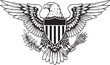© sohrab - American eagle symbol, patriotic shield, black and white vector icon, national emblem