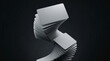 © AsmArif - Abstract spiral stack of identical rectangular grey or silver cards or plates creating a dynamic twisting formation on a dark background with business cards