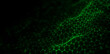 © Alina - Abstract green hexagonal mesh wave on black background. Glowing honeycomb grid forms futuristic digital network. Technology connection concept.