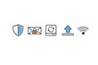 © Alan - A collection of five minimalist technology icons featuring a shield