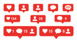 © john - Social media notification icons with hearts, user profiles, and speech bubbles, indicating likes, followers, and comments on posts