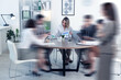 © New Africa - Busy coworkers in office, motion blur effect