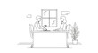 © AlyaNaja - Two business people sitting at desk.