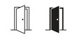 © No - Open door icon design line and solid vector pack on white background