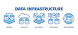 © nisaadesign - Data Infrastructure Web Banner Icon Vector Illustration Concept With Database, Cloud Data, Data Pipeline, Storage, and Processing for Enterprise Data Management.