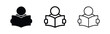 © liubomir118809 - Person reading book icon set, vector student or reader symbols in solid and outline styles