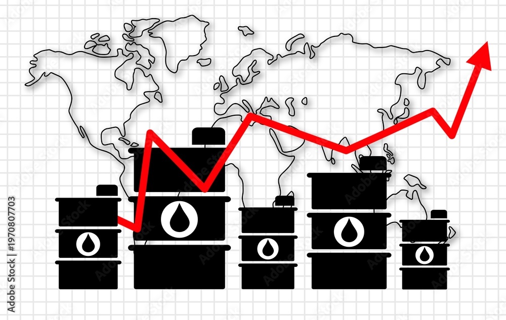 Ilustração Crude oil crisis in world due to Middle East war. Global ...