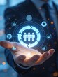 © WU - Change management strategy concept with business professional presenting digital team interface, organizational transformation process, leadership alignment and workforce transition planning