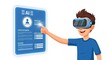 © Md Ashoqur Rahman - Smiling young man in vr headset interacting with ai digital profile