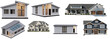 © Akbar - Collection of diverse residential house designs featuring modern architecture, traditional styles, and various facades.