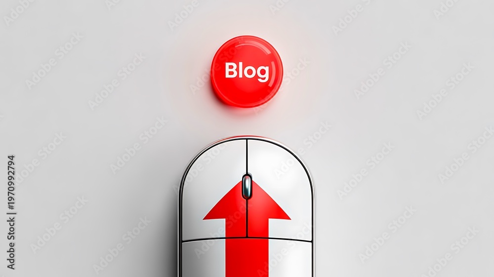 Blog concept with computer mouse and arrow icon representing online ...